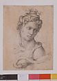 Female Figure Seen in Bust-Length from the Front (Cleopatra) (recto and verso), Michelangelo Buonarroti (Italian, Caprese 1475–1564 Rome), Black chalk (recto and verso)